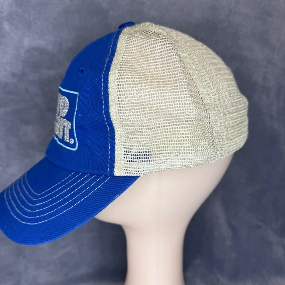 Sportsman‎ Bud Light Trucker Hat Women OS Blue Rhinestone Bling Mesh Back Cap
